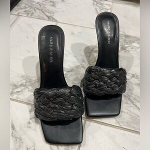 MARK FISHER Black Open Toe Heels -Size 8